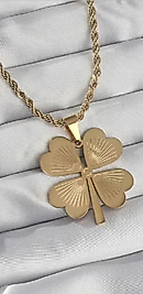 Çelik yonca detaylı kolye